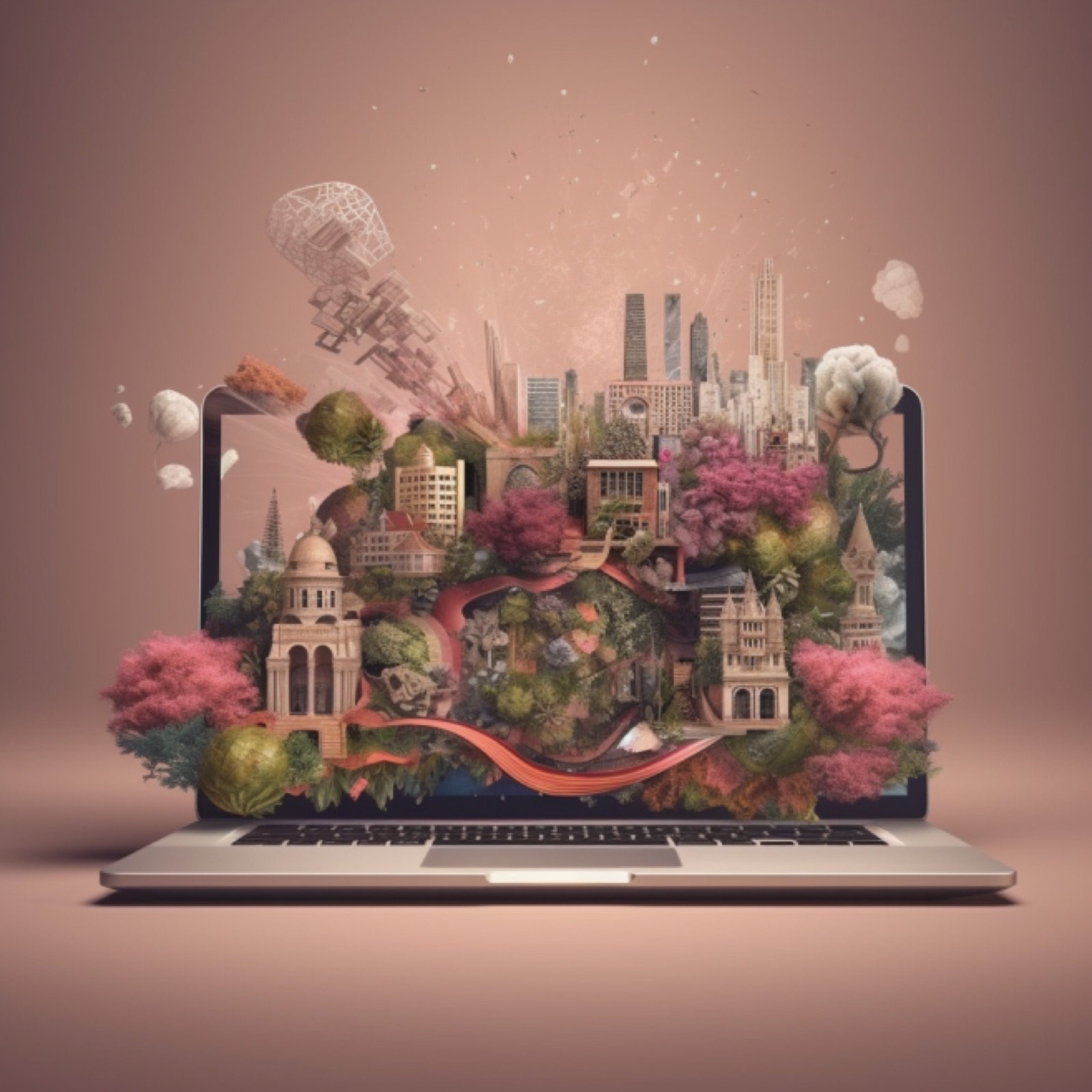 MacBook Pro llena de futuro gracias a la transformación digital del mundo. Hecha con Midjourney 5.1