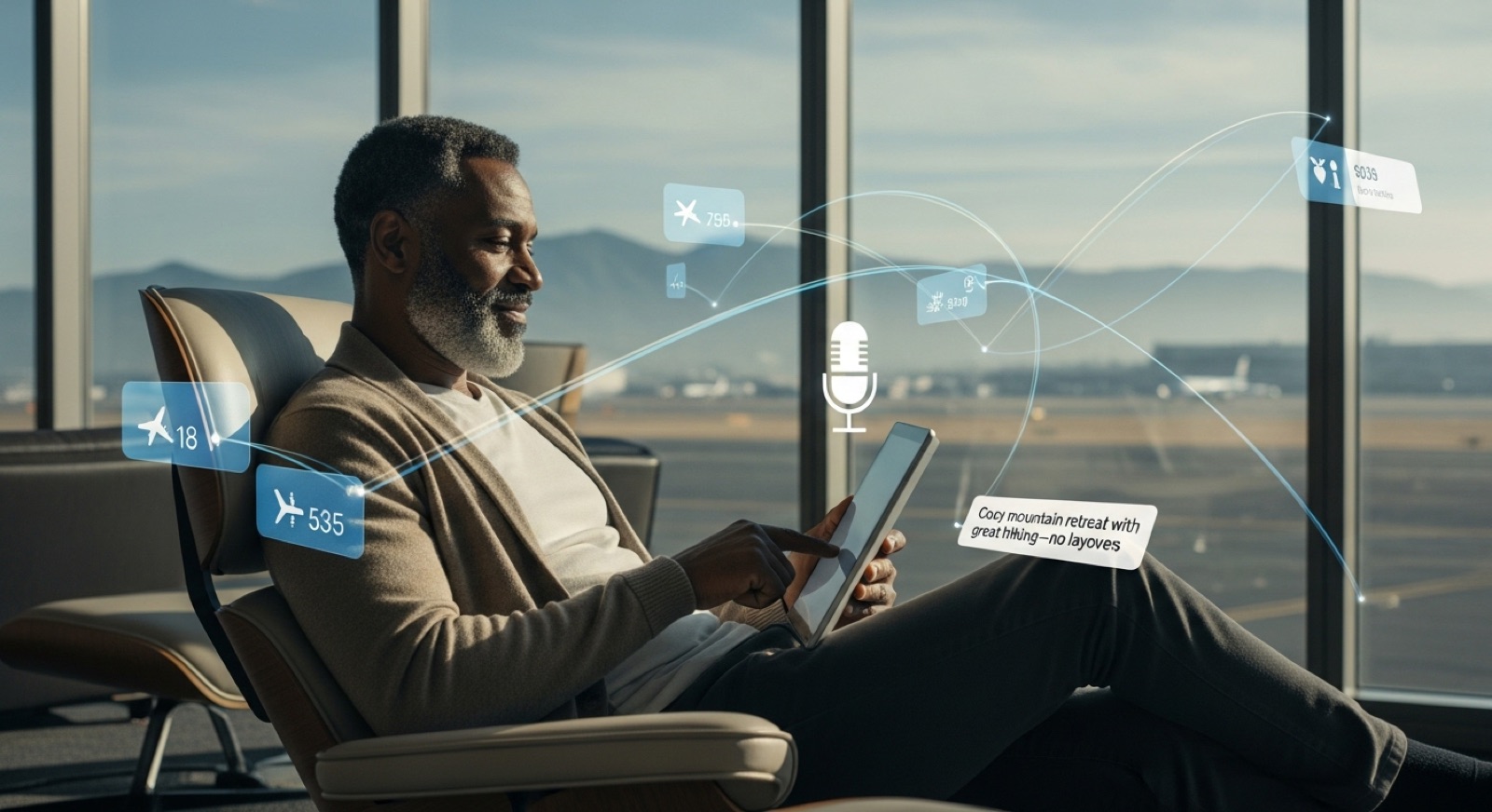 Vista conceptual de la búsqueda con IA en Google Flight Deals
